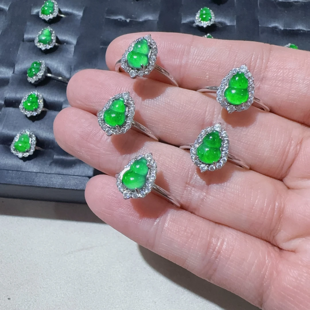 【直播间专属】天然A货翡翠阳绿葫芦戒指/发其一JD020025