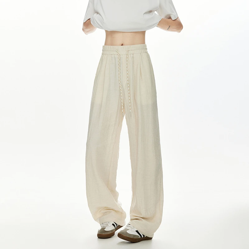 美式潮牌冰丝速干裤男夏季薄款凉感透气直筒长裤宽松男生休闲裤子