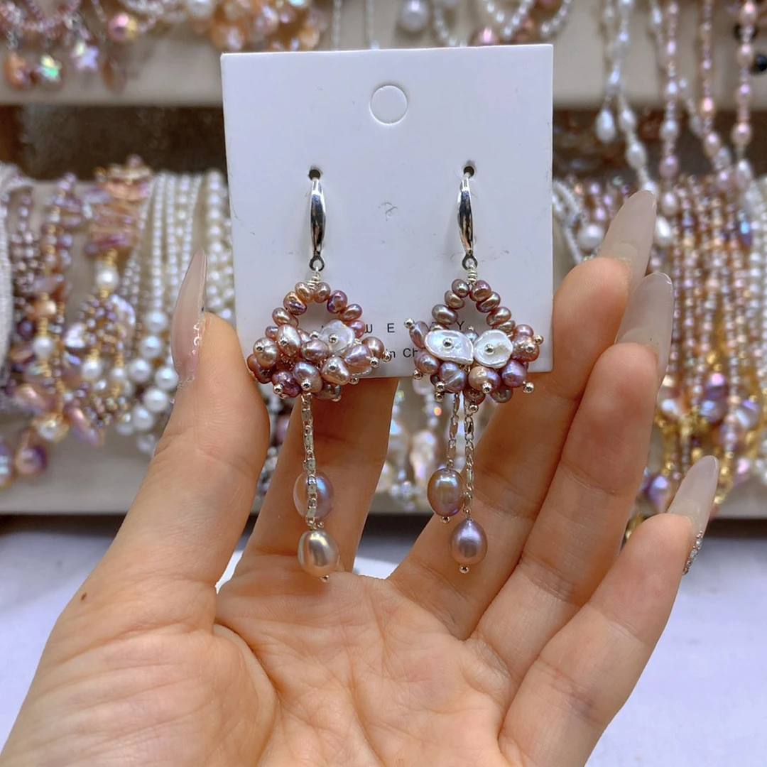 淡水珍珠耳饰银S925镶嵌