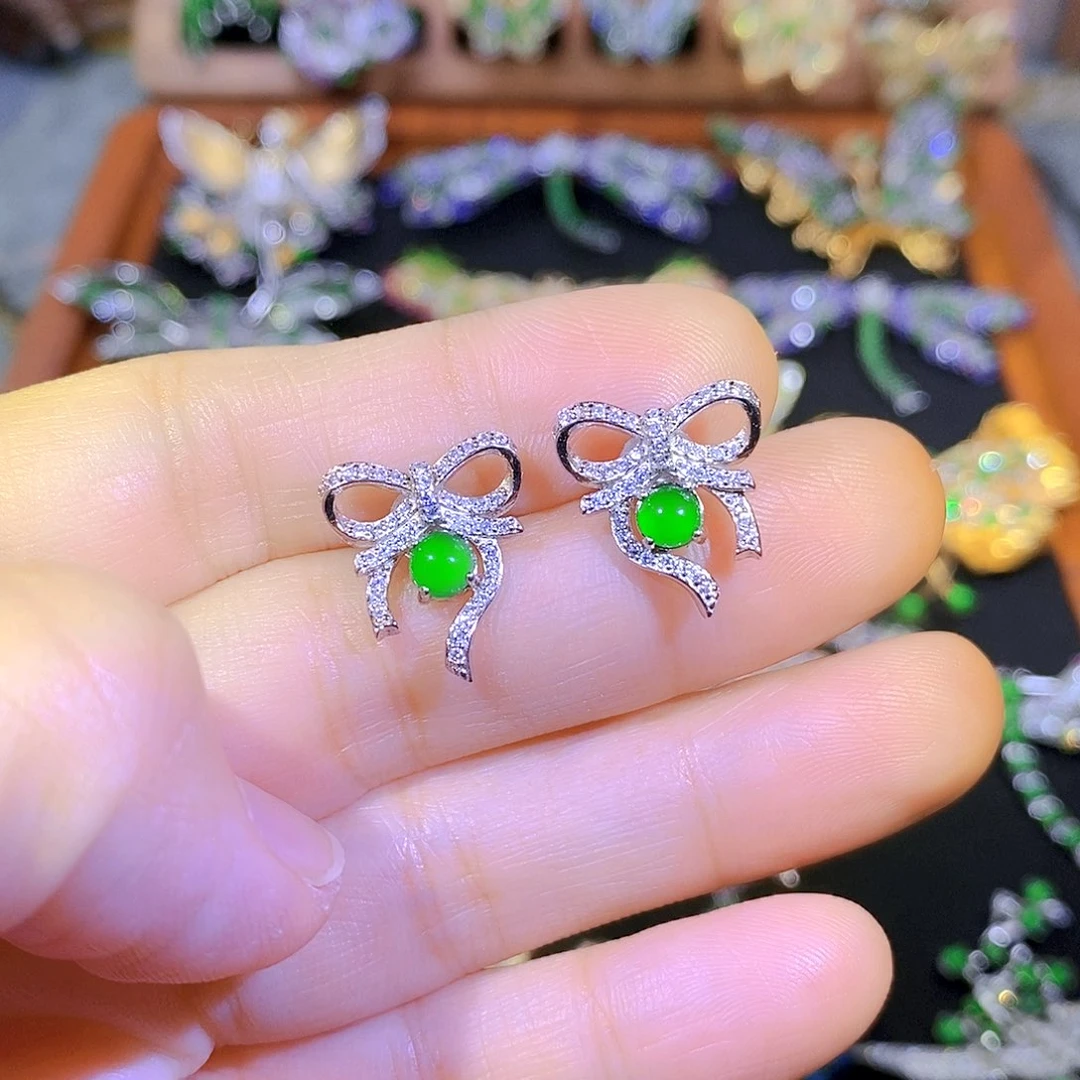 吊坠(不含链)银S925镶嵌翡翠