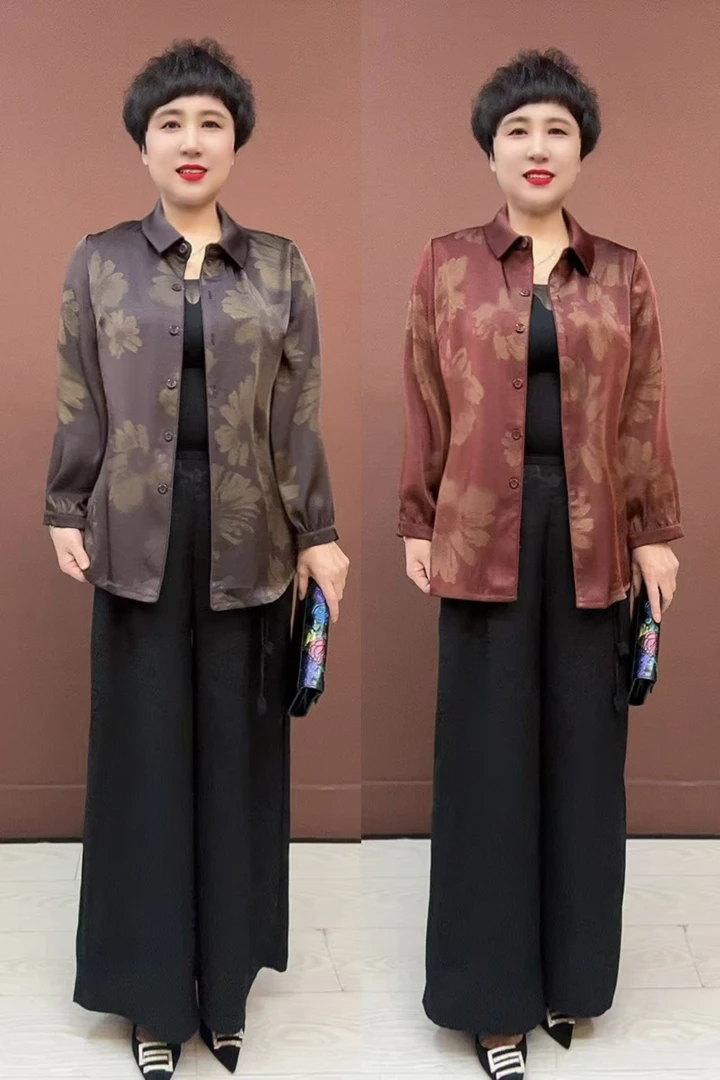 薄款常规中老年女装休闲风衣外套洋气印花百搭