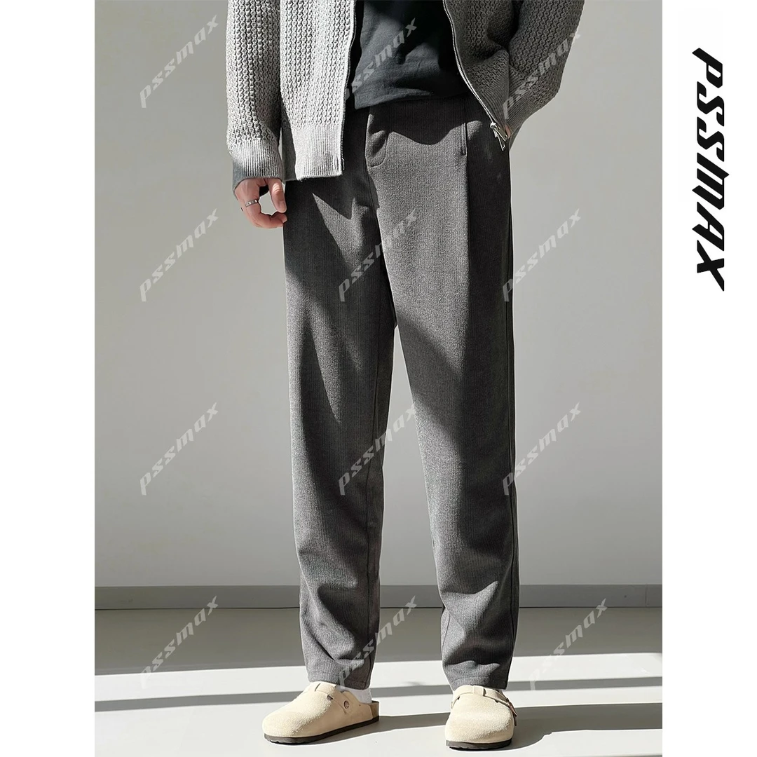 【现货】胖俗俗pssmax【自由旅者】2025秋冬新款宽松保暖毛呢休闲裤男