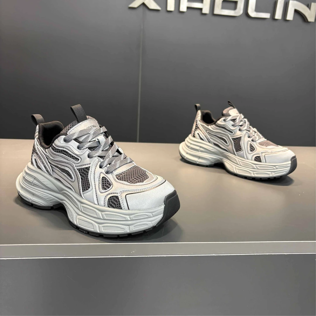 夏季薄款男鞋男生老爹鞋运动休闲鞋网面开车鞋舒适厚底男鞋