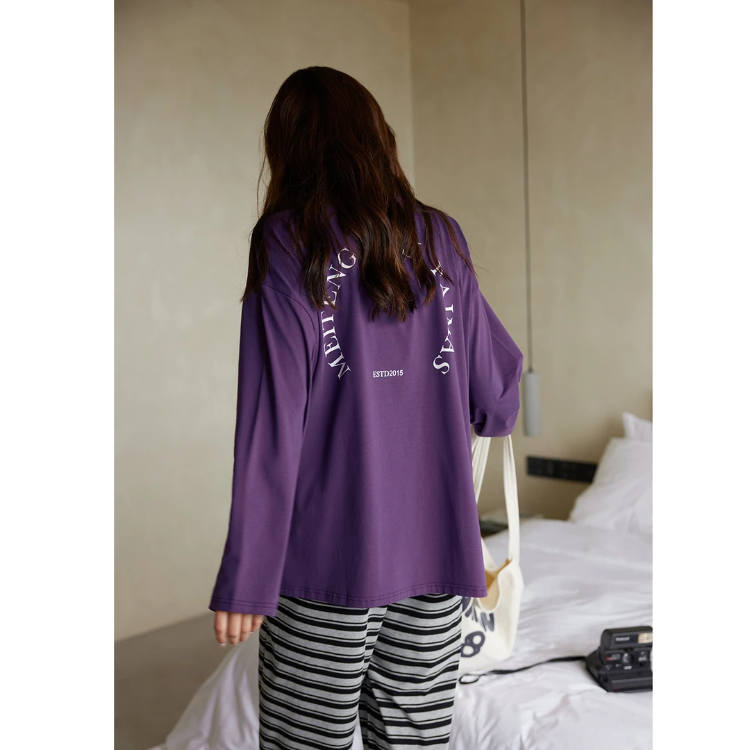 美腾长袖睡衣女春秋季莫代尔棉抗菌新款家居服宽松长裤套装可外穿