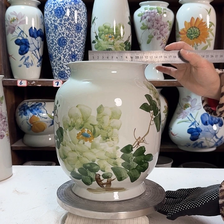 瓶高27绿绿绿牡丹 新款陶瓷冬瓜