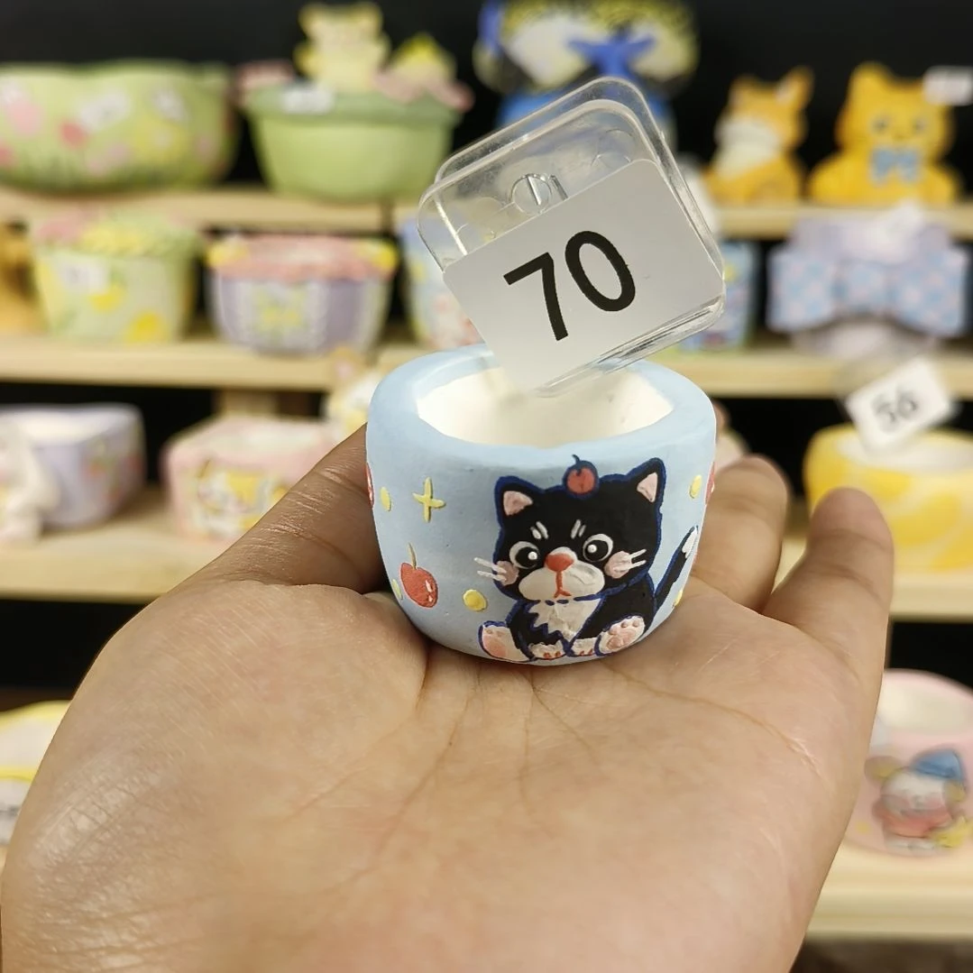 y***ㅤ70小黑猫手绘拇指盆