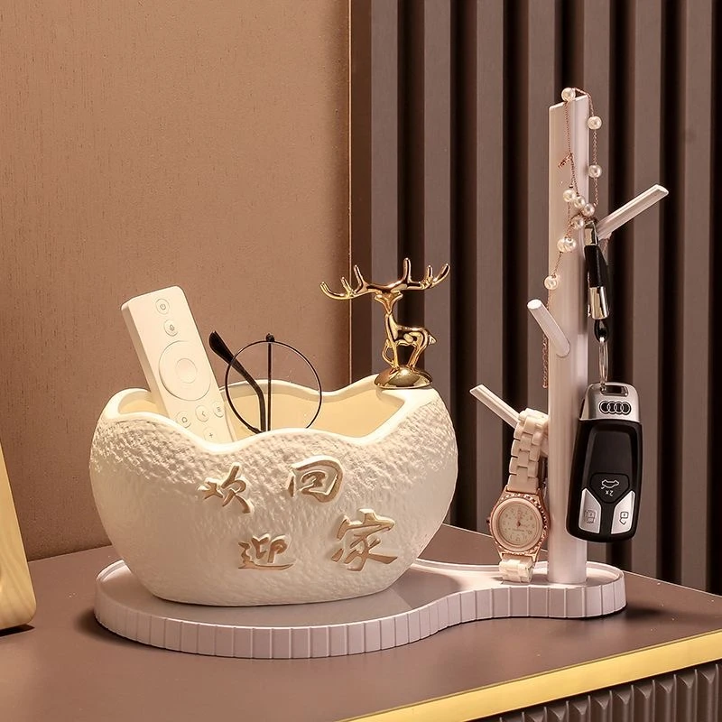 创意元宝进门口桌面入户玄关鞋钥匙收纳盒轻奢家居摆件客厅装饰品
