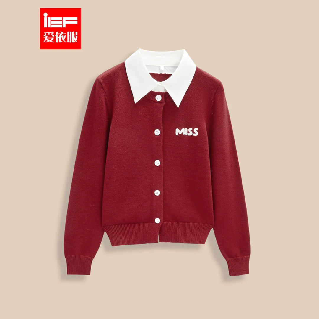 IEF/爱依服2025冬春新款韩版时尚减龄学院风通勤百搭毛织上衣春秋