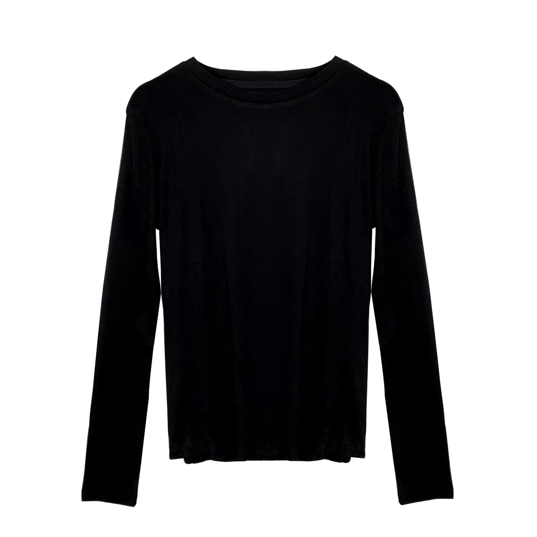 失物招领潮牌女装 2025秋季新款慵懒风圆领纯色打底长袖T恤8866