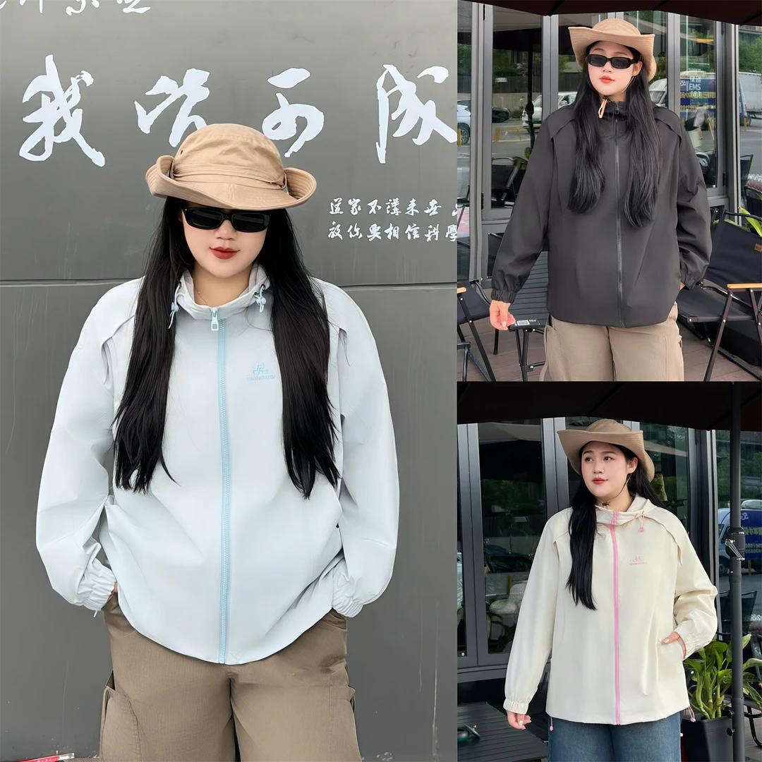 大码女装秋季小众显瘦花契200斤胖mm韩系甜系软壳冲锋衣13865-F