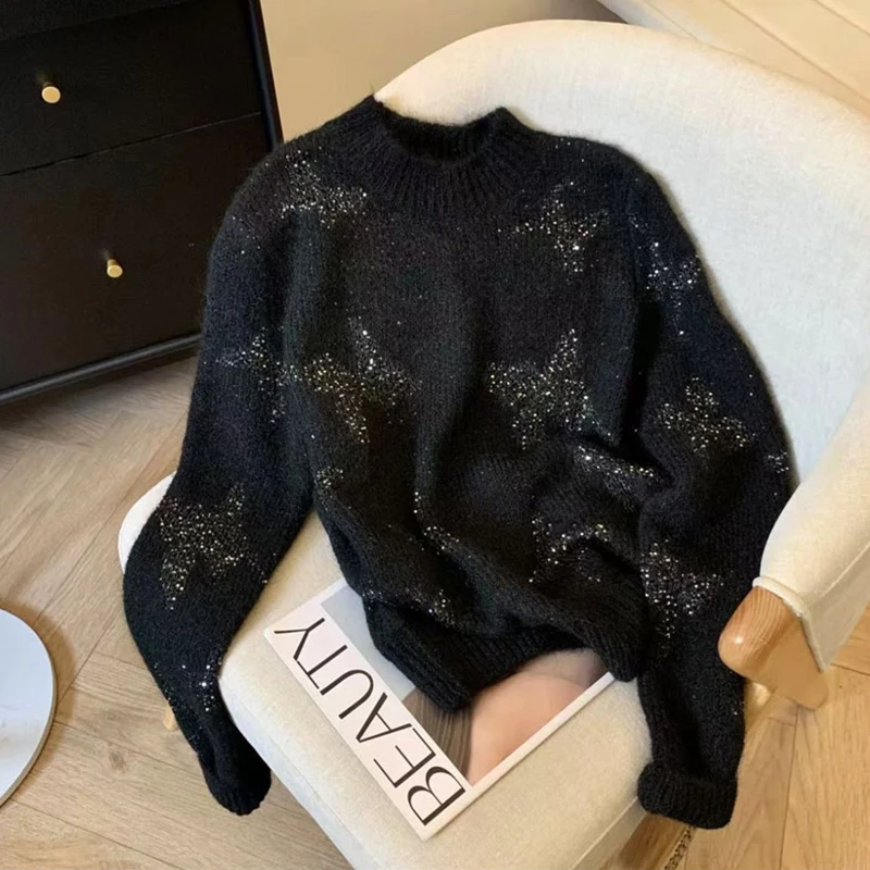 高级感气质重工亮片慵懒风针织衫女秋冬新款毛衣FYZ936519