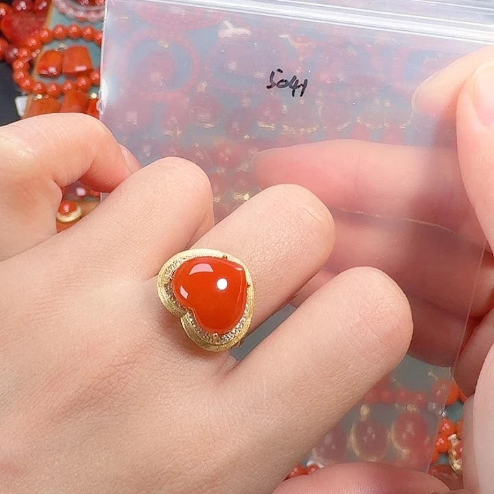 南红玛瑙银S925镶嵌戒指