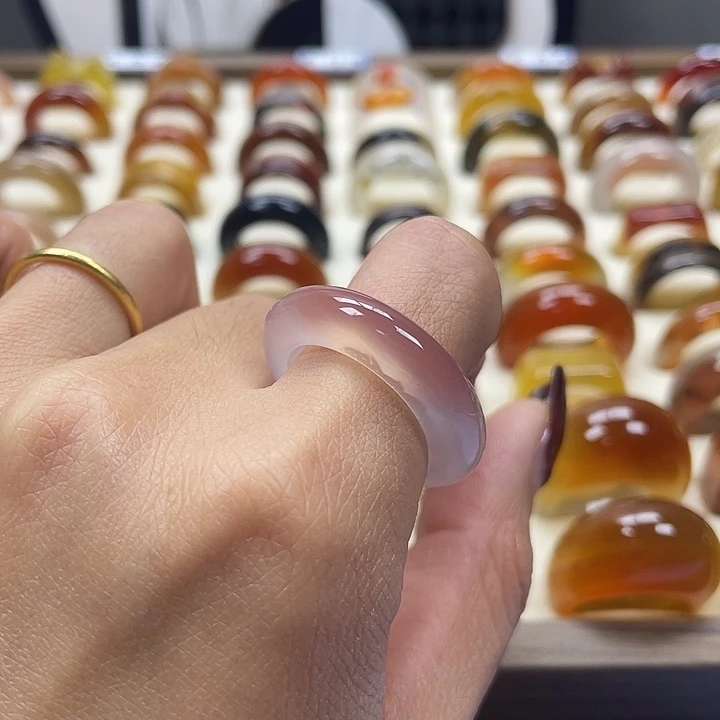 日***于玛瑙/玉髓未镶嵌戒指A3/18.7不退换有瑕福利