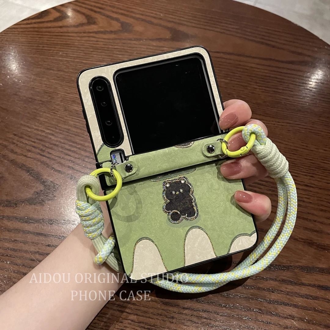 适用华为purax手机壳新款折叠屏绿色小清新烫金卡通熊Purax典藏版