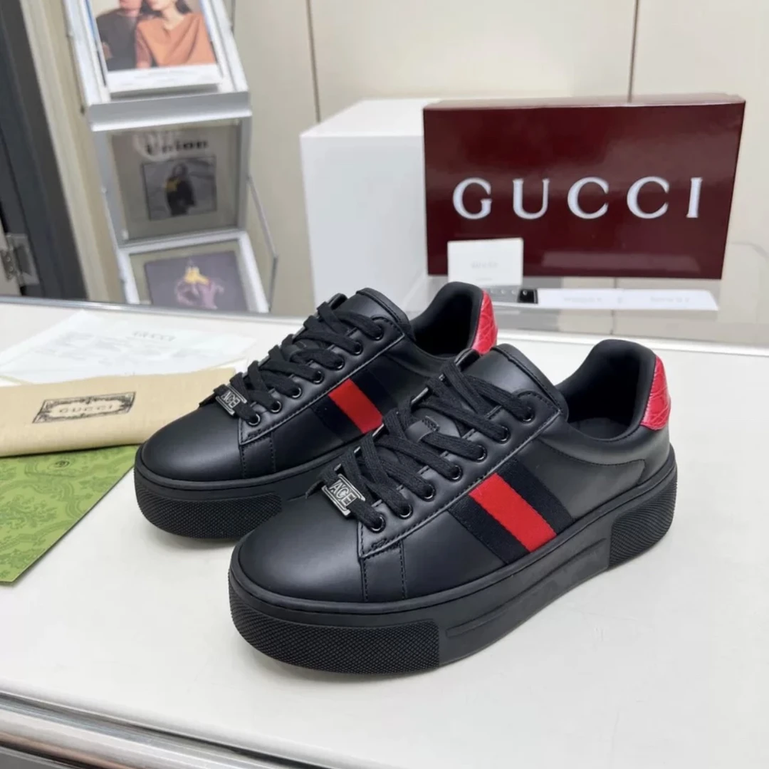 未使用 GUCCI/古驰 2591708全新古驰 ace黑色厚底板鞋多尺码