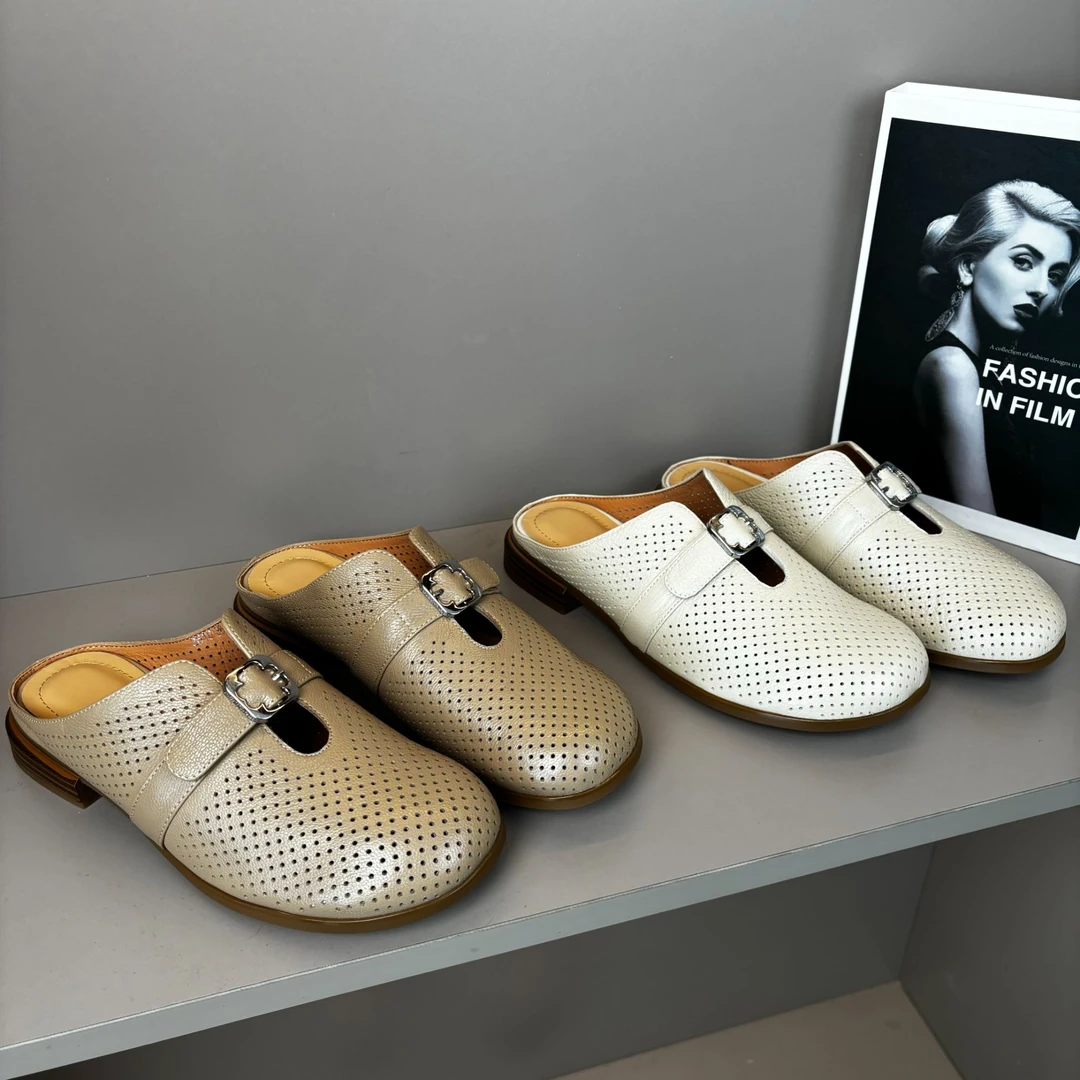 2025新款凉拖复古风韩版半拖平底凉鞋平跟防滑休闲百搭包头拖鞋女