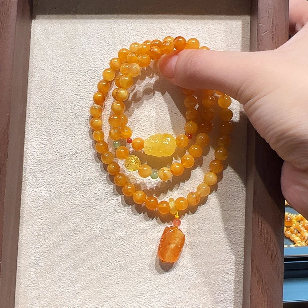手链琥珀未镶嵌6.7mm蜜蜡手串