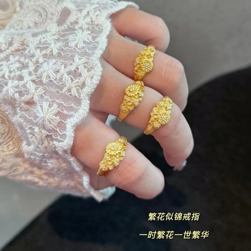 足银戒指 990轻奢时尚爆款繁花似锦戒指