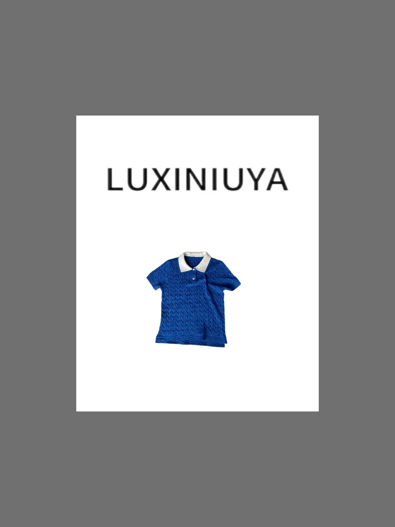 【LUXINIUYA】夏季设计感撞色POLO领休闲时尚短袖上衣#CX2875