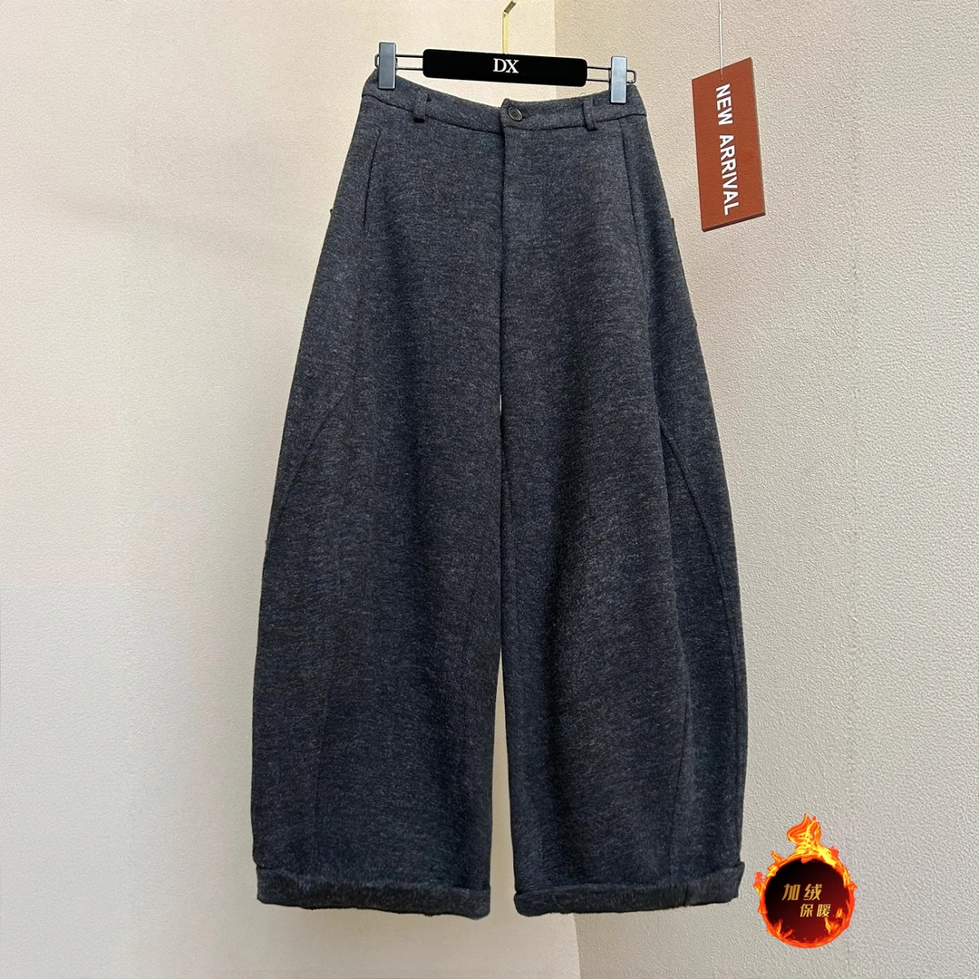 高端欧货2025冬季新款今年流行好看宽松加厚大码直筒休闲裤女长裤