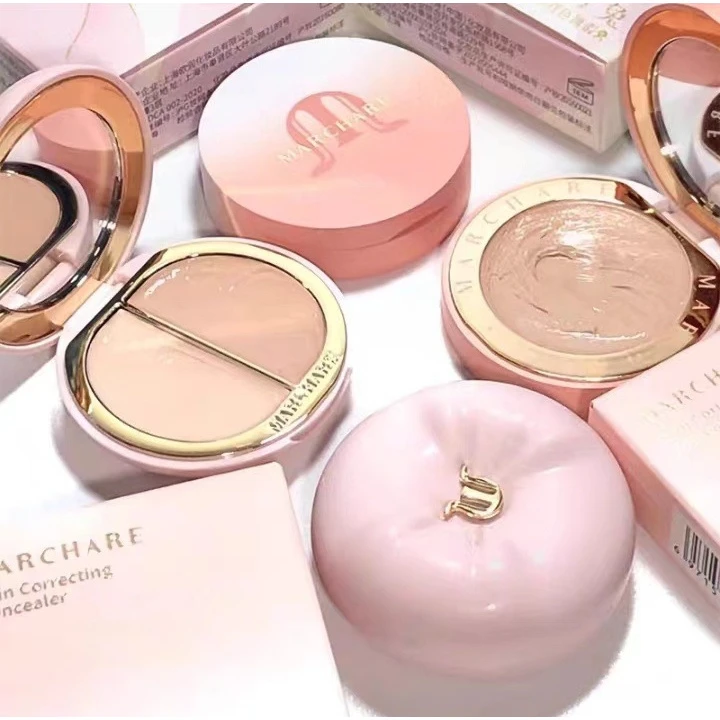 新款三月兔双色遮瑕膏高光膏细腻修颜柔焦