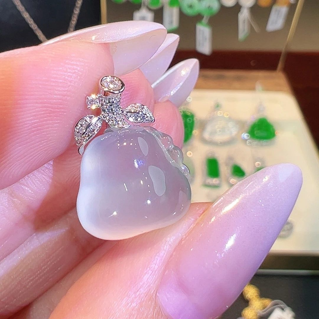 翡翠18K金镶嵌吊坠(不含链)翡翠