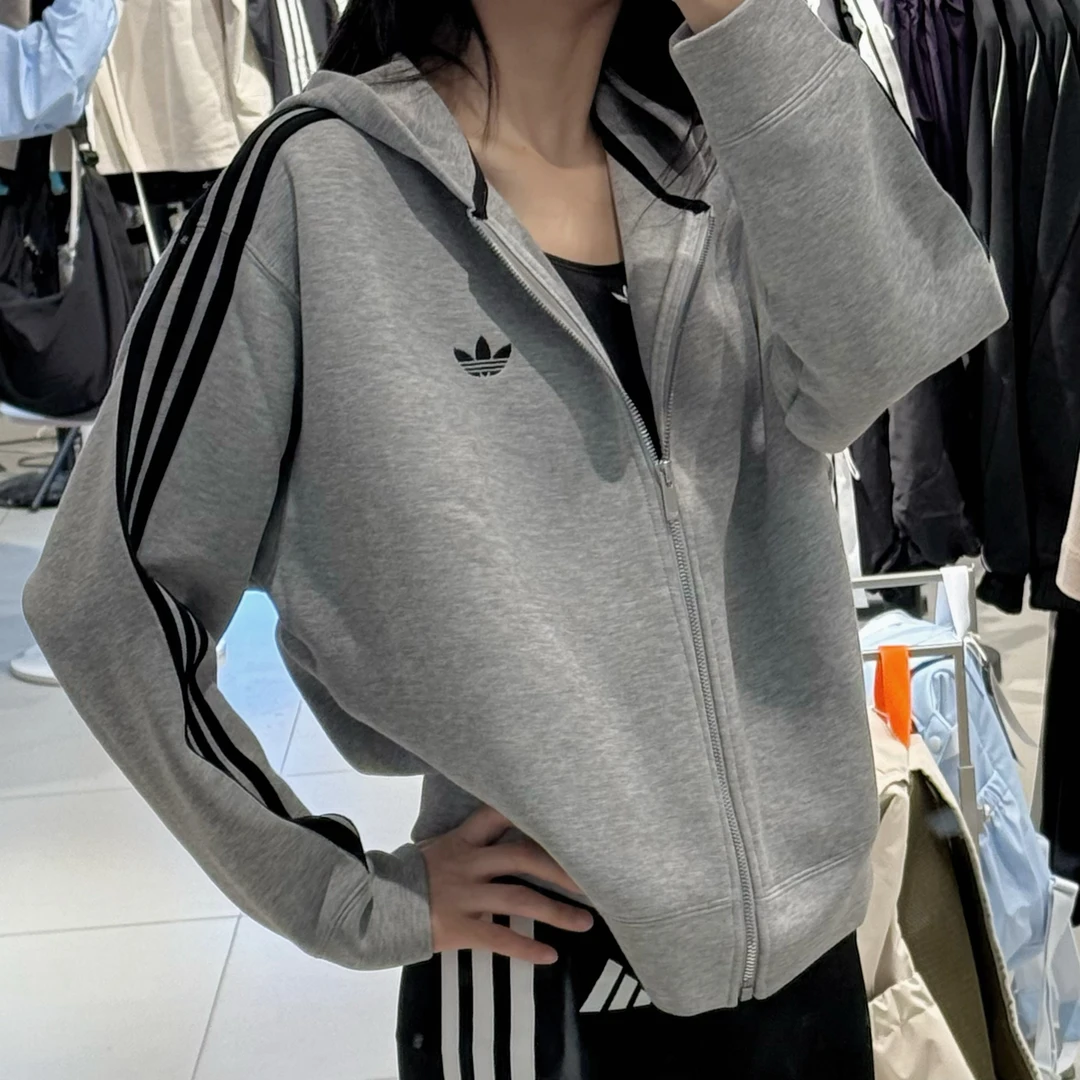 ADIDAS三叶草 女款简约风运动连帽夹克外套 JY2620  S