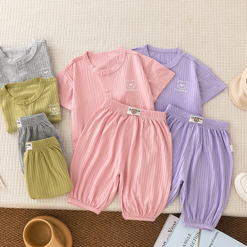 男女宝宝夏季短袖套装中小童装婴儿夏装T恤长裤两件套儿童薄款