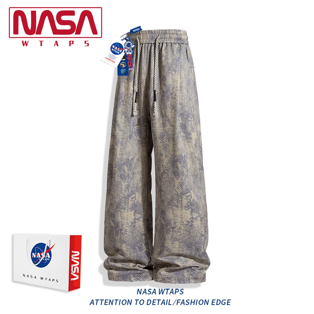 NASA WTAPS美式扎染长裤男款秋季潮流痞帅宽松百搭阔腿直筒休闲裤