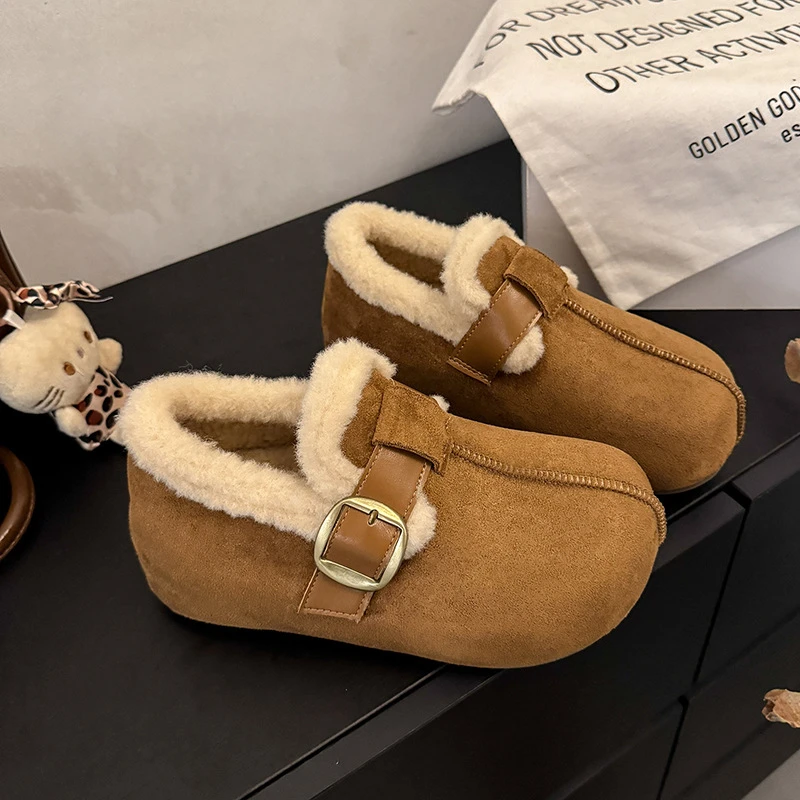 包勃肯女鞋2025新款冬季鞋子加绒棉鞋毛毛豆豆鞋保暖雪地靴