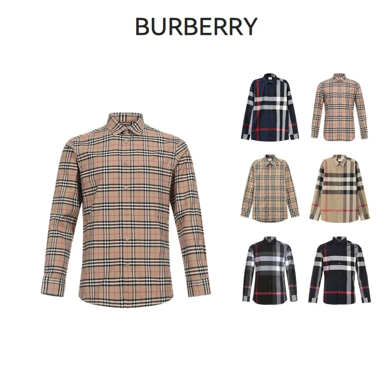 Burberry博柏/巴宝莉利 男士格纹休闲长袖衬衫80102131