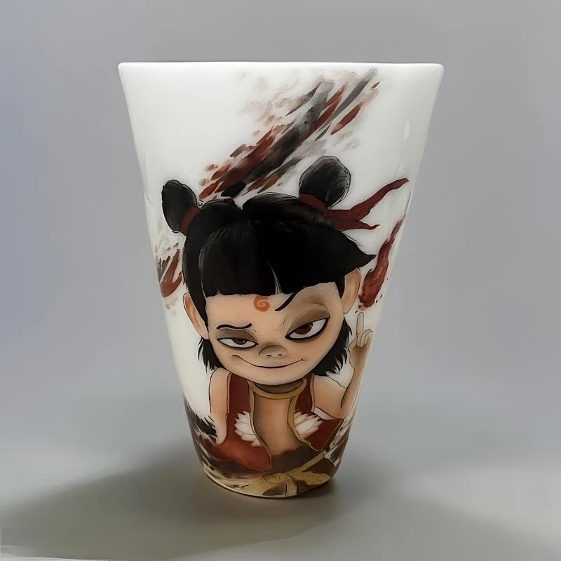 景德镇手工手绘魔童哪吒陶瓷主人杯创意茶杯可乐杯动漫周边全手工