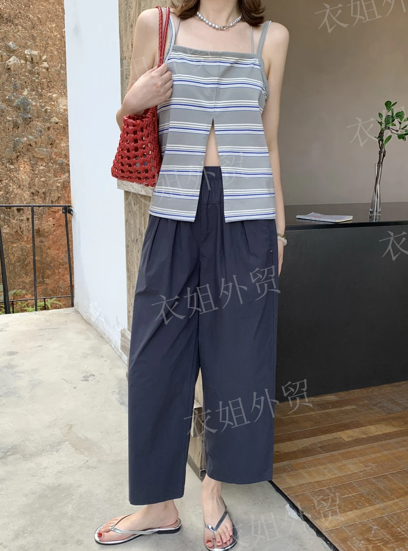 衣姐家【松弛裤】100%酵洗精棉纸片裤女2025夏季薄款休闲裤HEN-3590