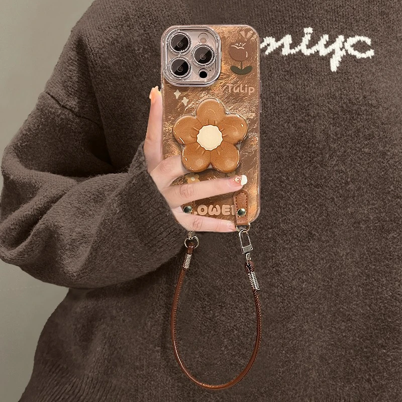 小棕花适用苹果15华为vivo/oppo小米iPhone16pro精孔冰川纹手机壳