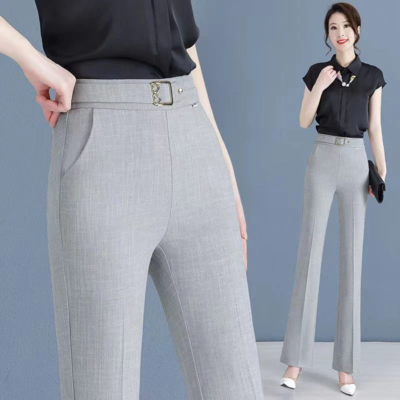 九分裤长裤宽松夏季显瘦显瘦休闲裤薄款高腰垂感微喇裤