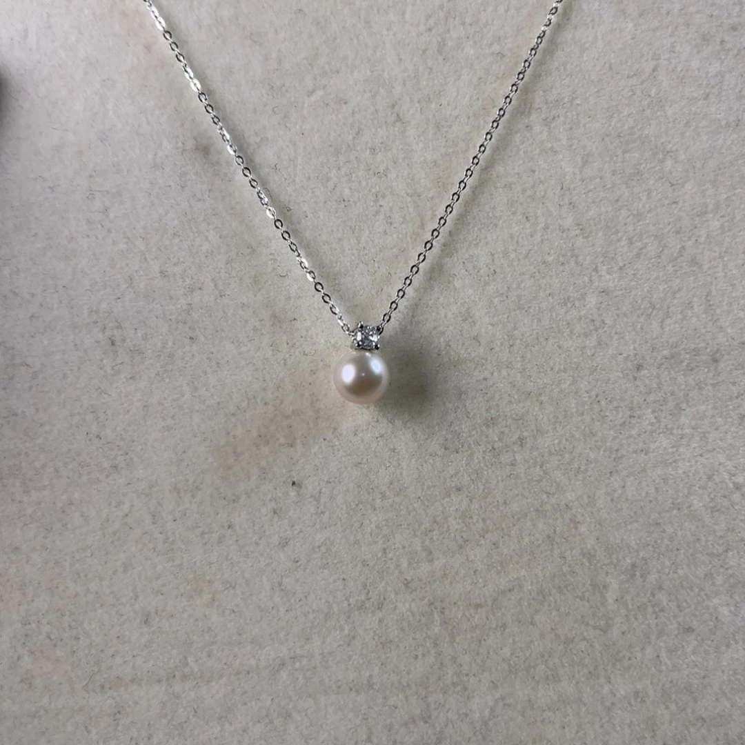 淡水珍珠银S925镶嵌颈饰