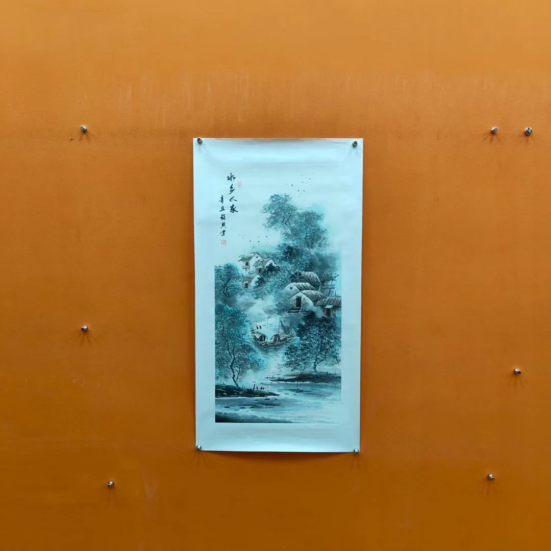 赵兴业《水乡人家》三尺竖 托底 100*55cm  古墨堂3