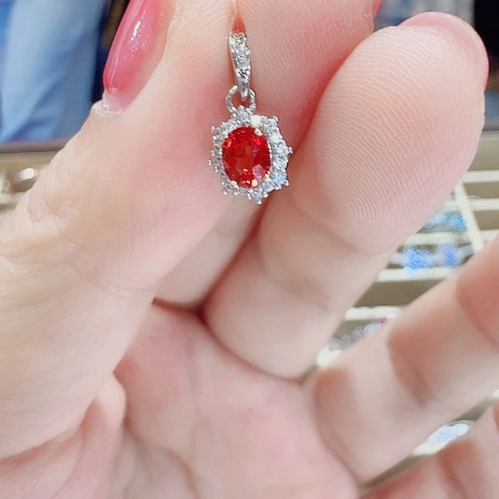 蓝宝石吊坠(不含链)银S925镶嵌