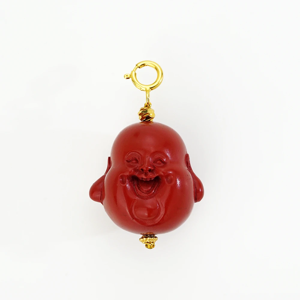 含辰砂工艺品孤品银925朱砂百搭扣吊坠44432