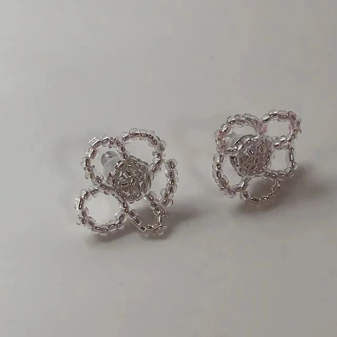 铜合金耳饰 E1944  简韩 花朵盛开 耳钉（硅胶耳堵）