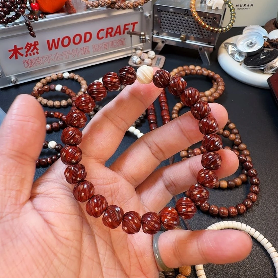 奥***给檀香紫檀（小叶紫檀）手串/手链紫檀双线喜旋