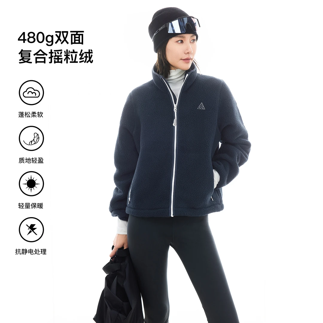 CLOUDSPACE/云上生活【墨染】摇粒绒小高领加绒厚外套2025冬上衣女