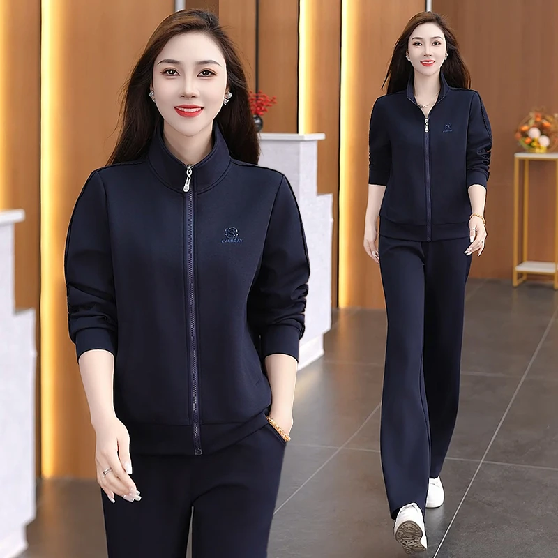 名牌运动服套装女春秋季2025新款时髦洋气立领卫衣外套休闲两件套