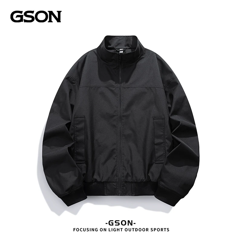 GSON复古立领飞行夹克男宽松春秋季防风骑行工装外套情侣