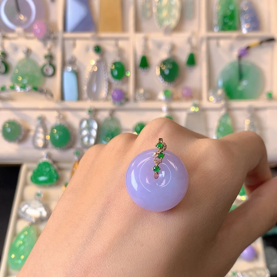 翡翠18K金镶嵌吊坠(不含链)