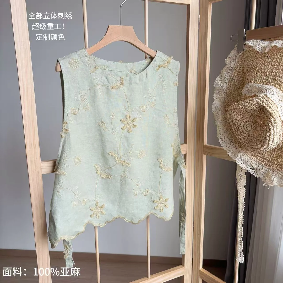 小柒家A0480-休闲百搭通勤秋季新款重工钩花马甲