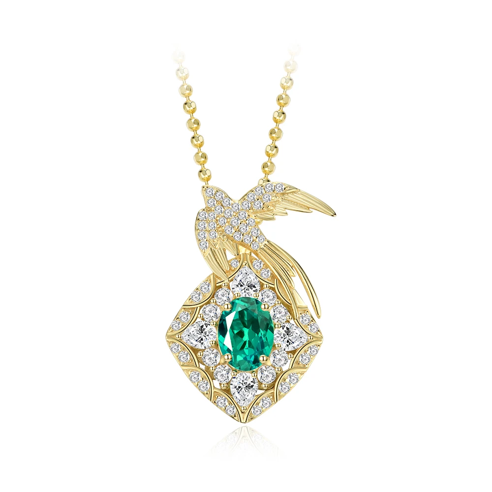 培育祖母绿P4653【燕归】镶嵌蛋形木佐绿色精致气质设计款单吊坠