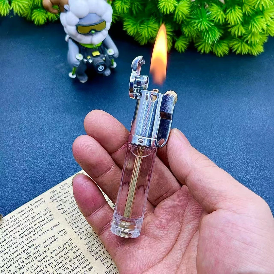 新款可视仓煤油打火机复古个性透明可视油仓老式砂轮怀旧创意火机
