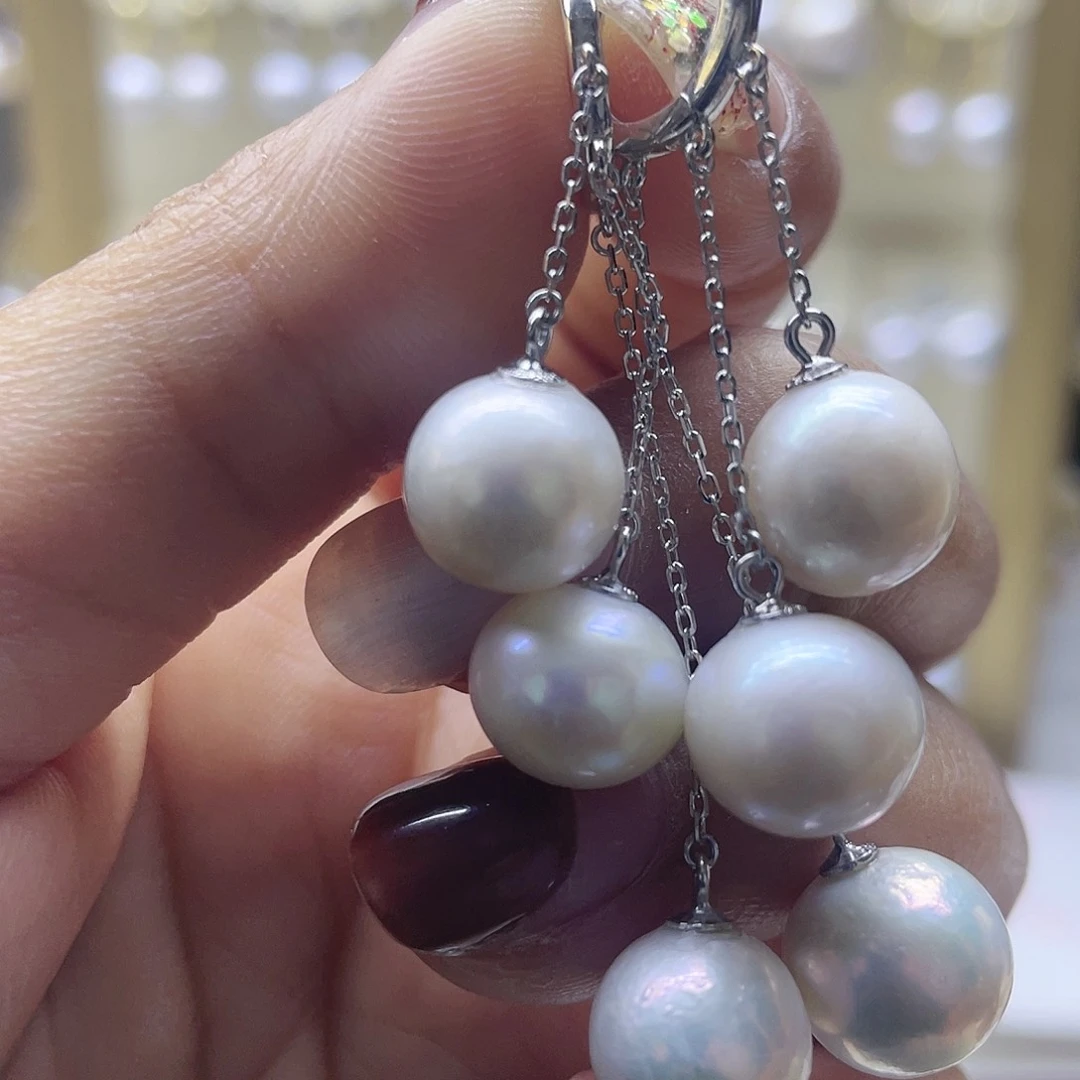 淡水珍珠耳饰银S925镶嵌