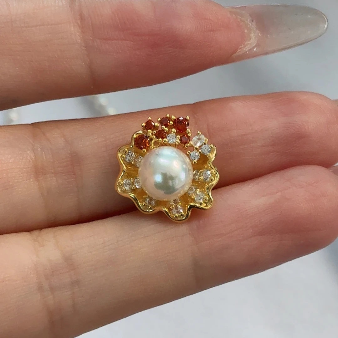 海水珍珠银S925镶嵌颈饰